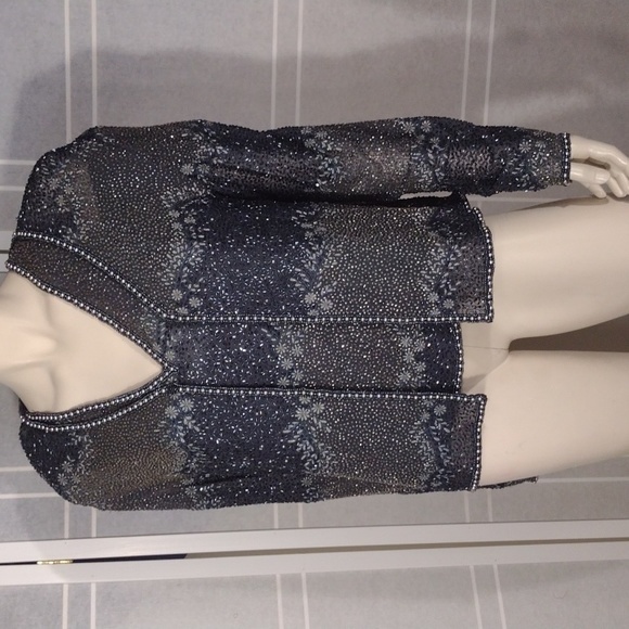 Adrianna Papell beaded black top and jacket XL - Picture 3 of 9